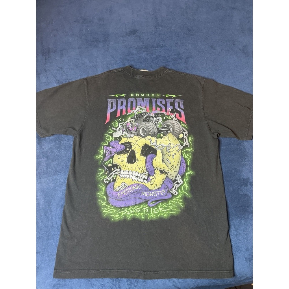 Broken Promises Skull Crusher T Shirt Mens Large Black Emotional Monster Graphic
